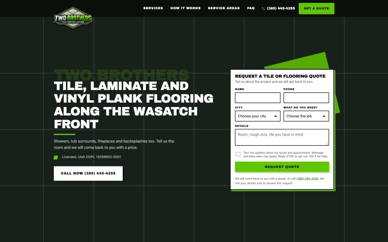 Two Brothers Tile website built by WebDevAuto