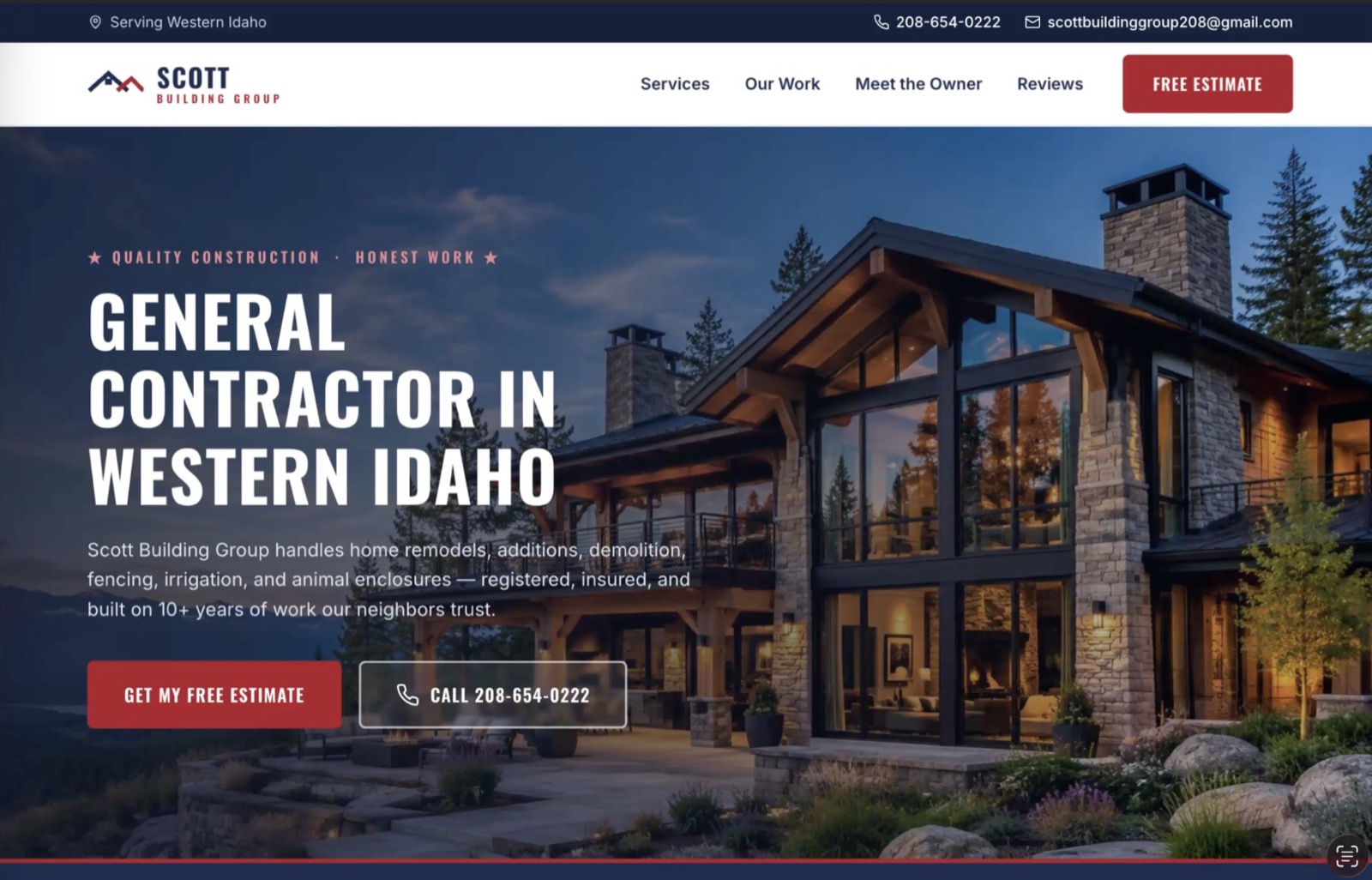 Scott Building Group website built by WebDevAuto
